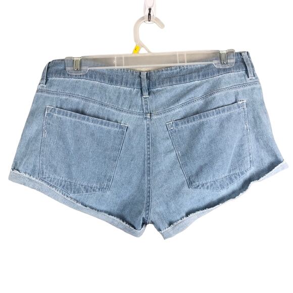 Capulet Revolve Blue Chambray Beaded Front Lightweight Raw Hem Cuffed Shorts - Picture 3 of 7